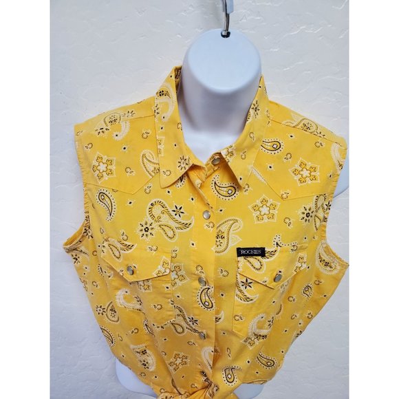 Women's Rockies Jeans Wear Western tie front tank Large MADE USA - Picture 3 of 8